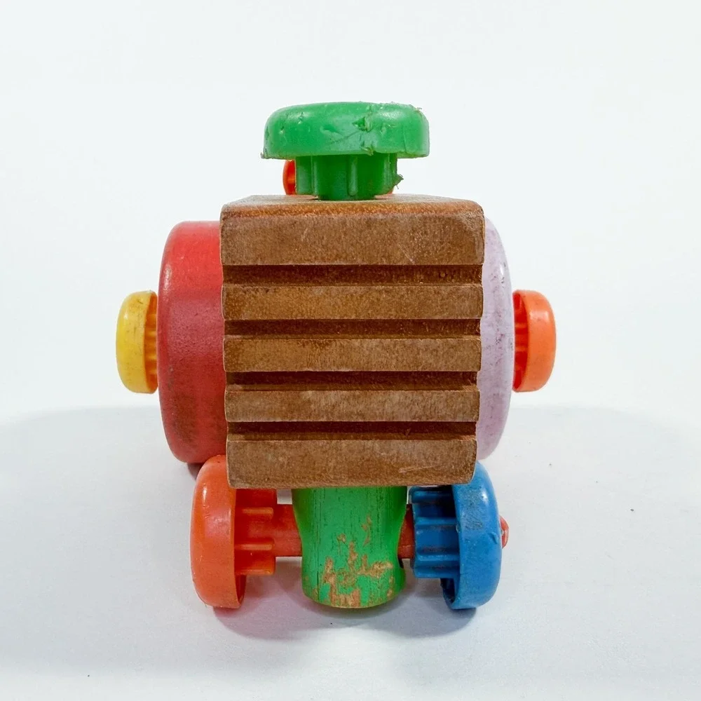 Vintage 1971 Mattel Wooden Toy Car‎ Toddler Push Pull Vehicle Taiwan